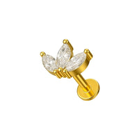 Implant Grade ASTM F136 Titanium 3 CZ Marquise W Internaly Threaded Labret