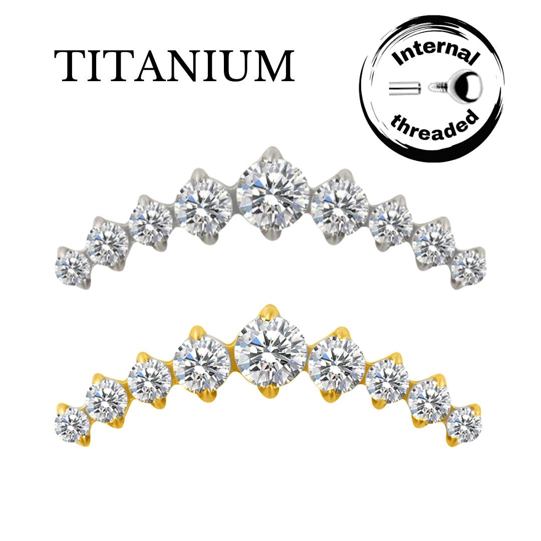 Implant Grade ASTM F136 Titanium 9 Prong Set CZ Internaly Threaded Labret