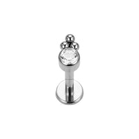 Implant Grade ASTM F136 Titanium CZ With 3 Balls Cluster Internaly Threaded Labret