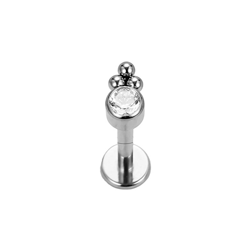 Implant Grade ASTM F136 Titanium CZ With 3 Balls Cluster Internaly Threaded Labret