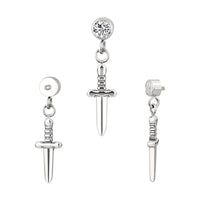 Implant Grade ASTM F136 Titanium Bezel Set CZ With Dangle Sword Internaly Threaded Labret