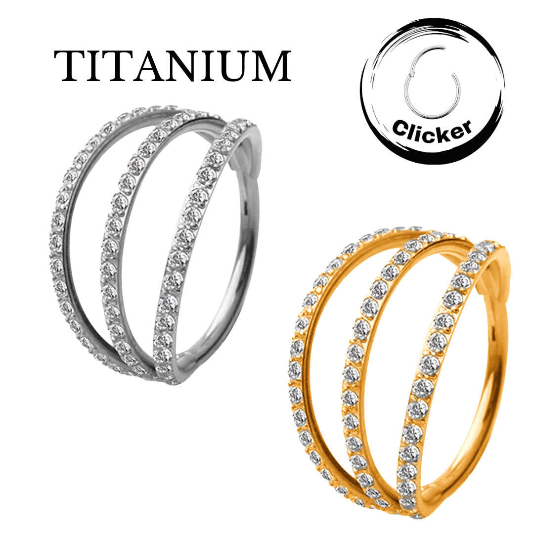 Implant Grade ASTM F136 with 3 Fans Out Design Side Facing with CZ Pave Segment Clicker