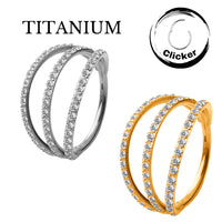 Implant Grade ASTM F136 with 3 Fans Out Design Side Facing with CZ Pave Segment Clicker