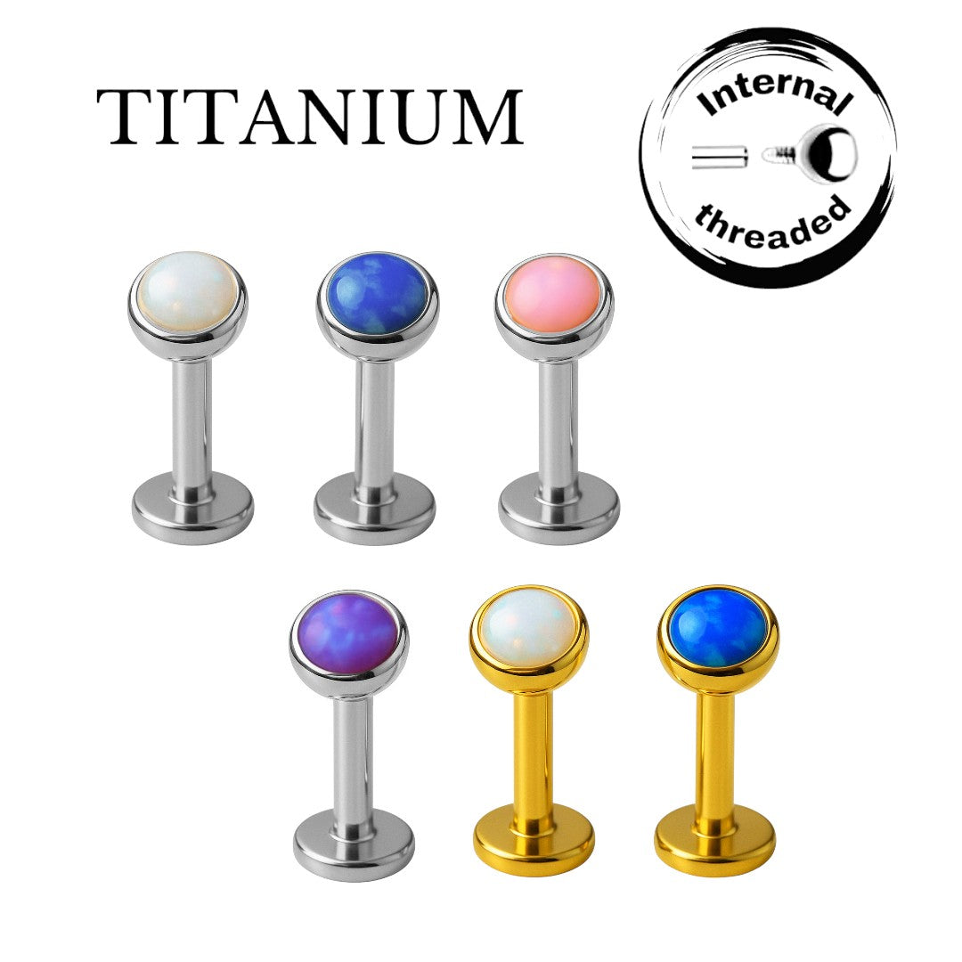 Implant Grade ASTM F136 Titanium With 3 MM Opal Ball Internaly Threaded Labret