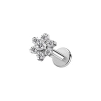 Implant Grade ASTM F136 Titanium Stone Flower Leaf Internaly Threaded Labret