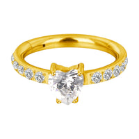 Implant Grade ASTM f136 Titanium Prong Set Heart CZ With CZ Paved Side Segment Clicker