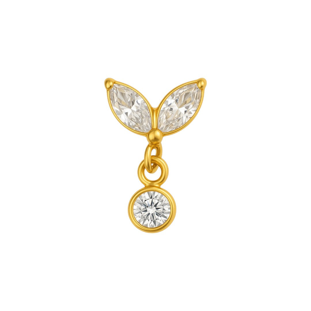 Implant Grade ASTM F136 Titanium 2 Marquise CZ Dangle CZ Internaly Threaded Labret