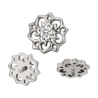 Implant Grade ASTM F136 Titanium Small Hollow Swirl Flower CZ Center Internaly Threaded Labret