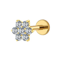 Implant Grade ASTM F136 Titanium Flower Stones Internaly Threaded Labret