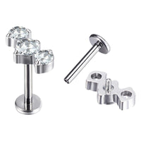 Implant Grade ASTM F136 Titanium 3 CZ Blaze Set Curve Internaly Threaded Labret