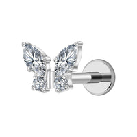 Implant Grade ASTM F136 Titanium Stone Butterfly Internaly Threaded Labret