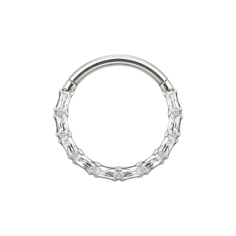 Implant Grade ASTM F136 Titanium Baguette CZ Pave Face Segment Clicker