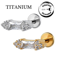 Implant Grade ASTM F136 Titanium Stone Rectangle Top Internaly Threaded Labret