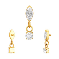 Implant Grade ASTM F136 Titanium Bezet CZ Marquise Dangle Chain CZ Internaly Threaded Labret