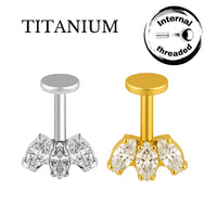 Implant Grade ASTM F136 Titanium Hidden Helix Oval Three Internaly Threaded Labret