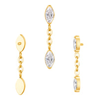 Implant Grade ASTM F136 Titanium Marquize CZ Marquize CZ Chain Dangle Internaly Threaded Labret