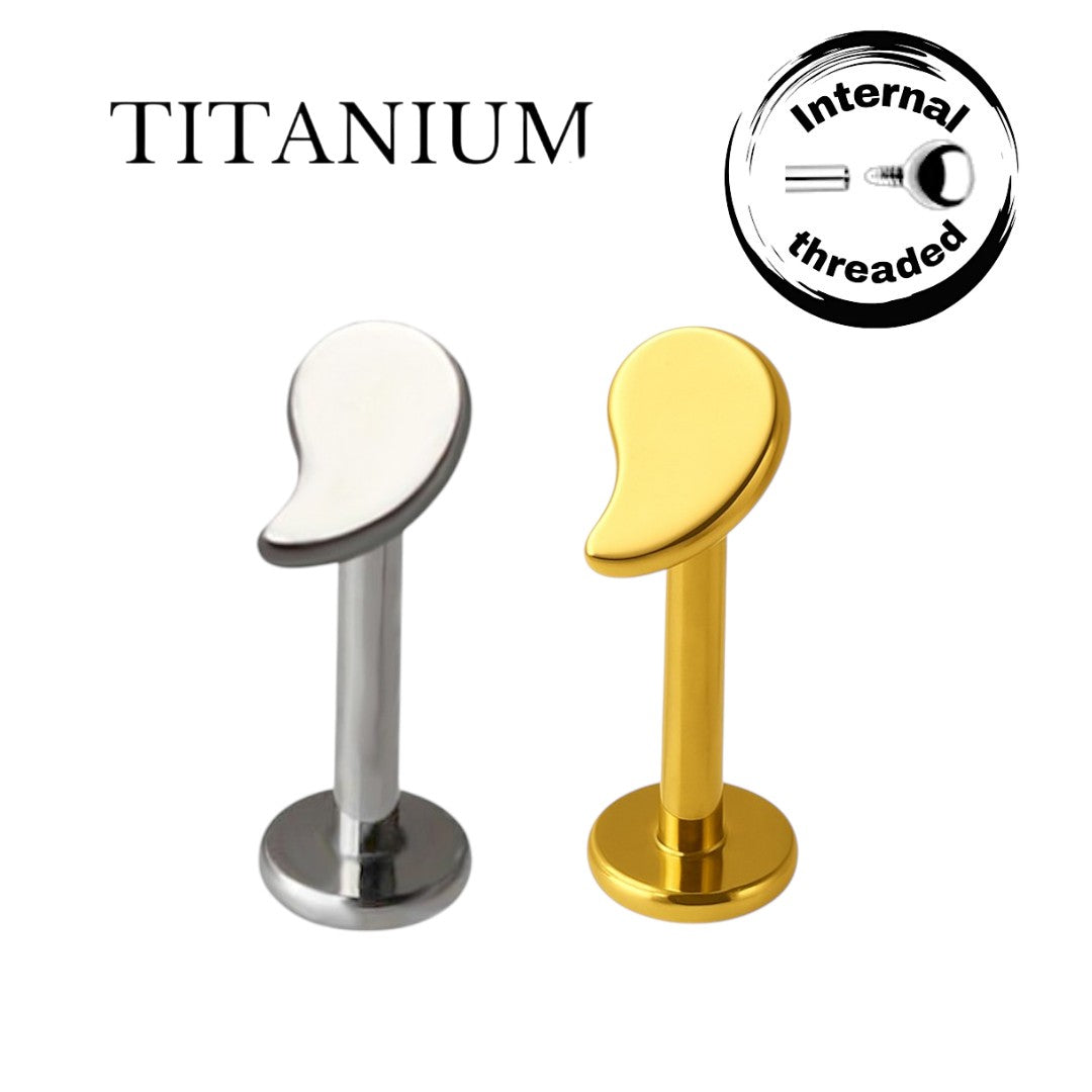 Implant Grade ASTM F136 Titanium Magatama Internaly Threaded Labret