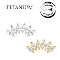 Implant Grade ASTM F136 Titanium 6 Prong Set Marquise CZ Internaly Threaded Labret