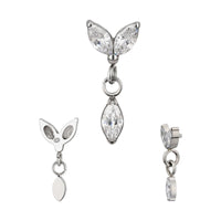 Implant Grade ASTM F136 Titanium 2 Marquise CZ Pear Dangle CZ Internaly Threaded Labret