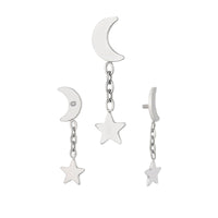 Implant Grade ASTM F136 Titanium Moon With Dangle Star Internaly Threaded Labret