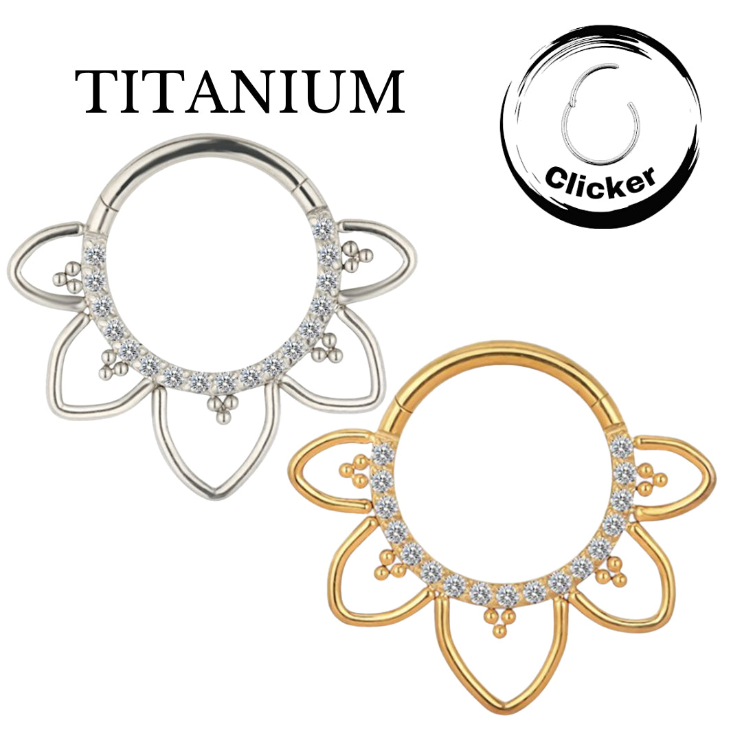 Implant Grade ASTM F136 Titanium CZ Paved Face With 15 Bead Clusters Segment Clicker