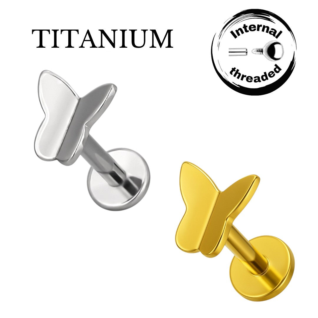 Implant Grade ASTM F136 Titanium Butterfly Internaly Threaded Labret