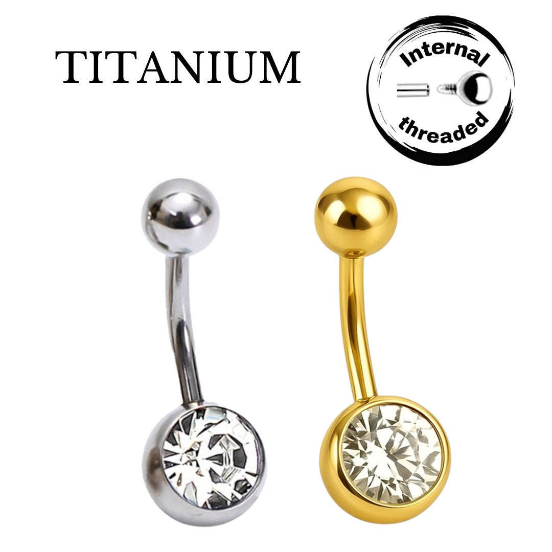 Implant Grade ASTM F136 Titanium Stone Belly Button Externally Treaded
