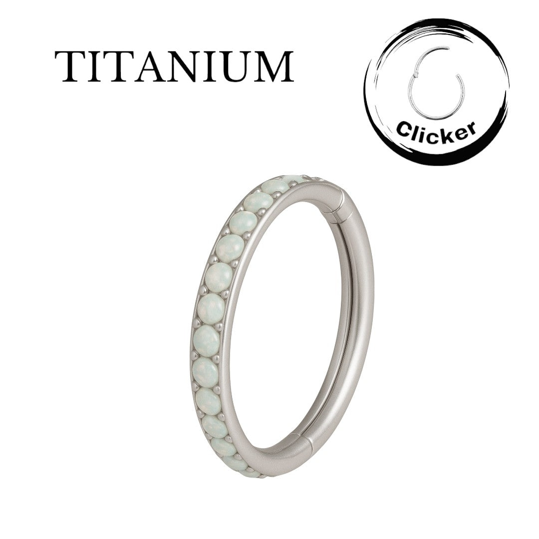 Implant Grade ASTM F136 Titanium Opal Stone Pave Segment Clicker