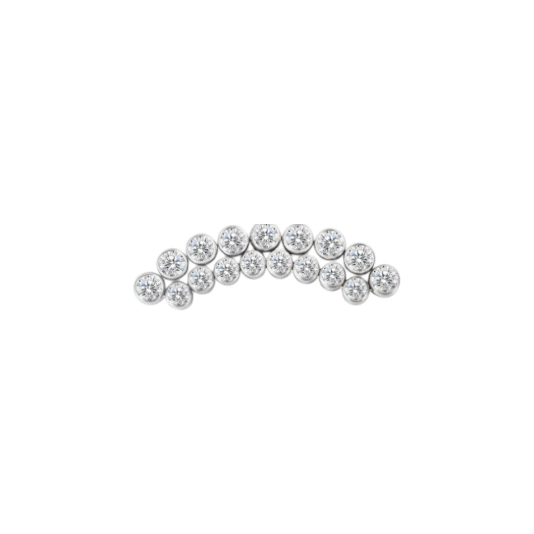 Implant Grade ASTM F136 Titanium 17 Bezel Set CZ In Curved Line Internaly Threaded Labret