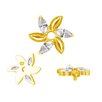 Implant Grade ASTM F136 Titanium Marquise CZ Paved Flower Internaly Threaded Labret