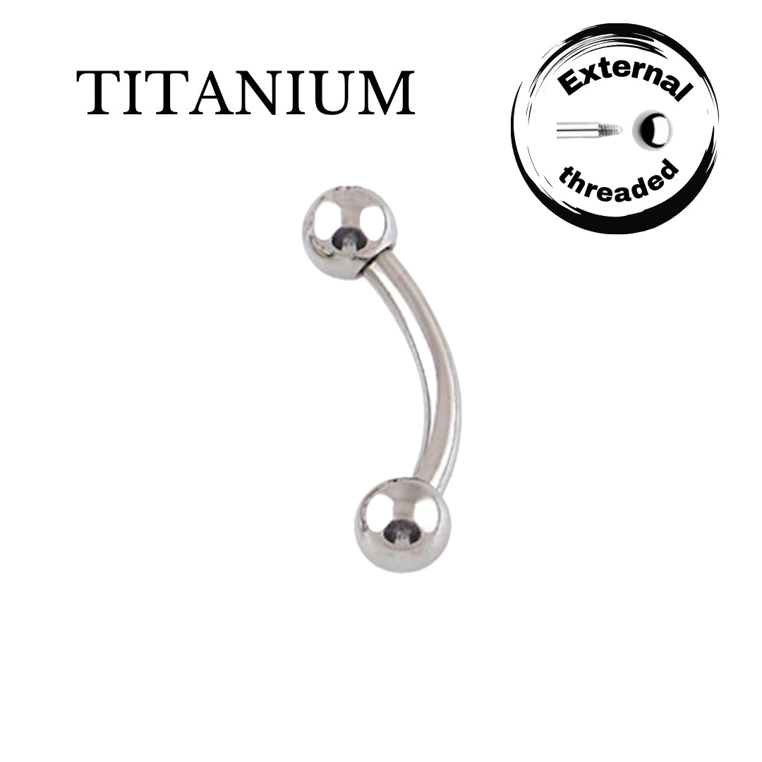 Implant Grade ASTM F136 Titanium Micro banana With Plain 3MM Balls EXternaly Treaded