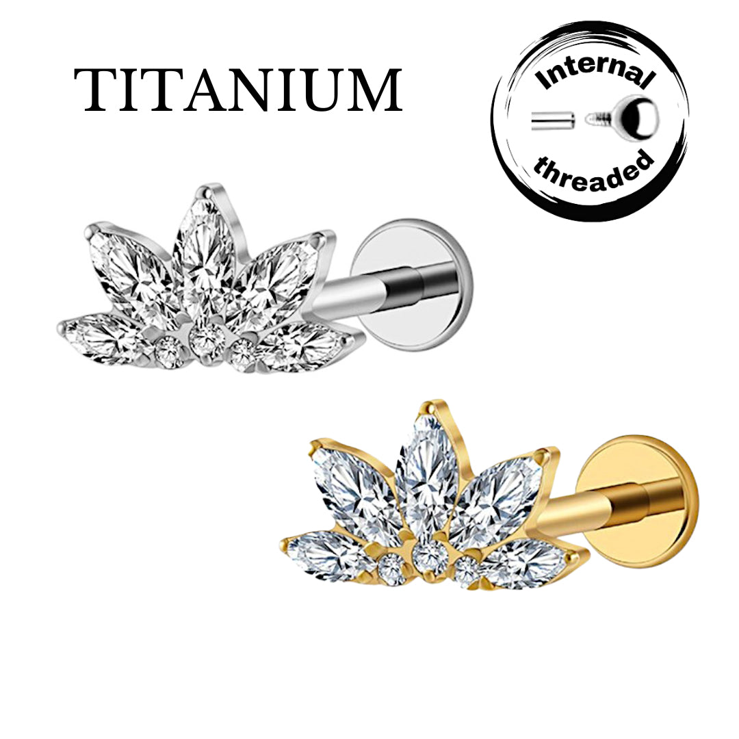 Implant Grade ASTM F136 Titanium Stone Fan Top Internaly Threaded Labret