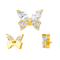 Implant Grade ASTM F136 Titanium CZ Butterfly Internaly Threaded Labret