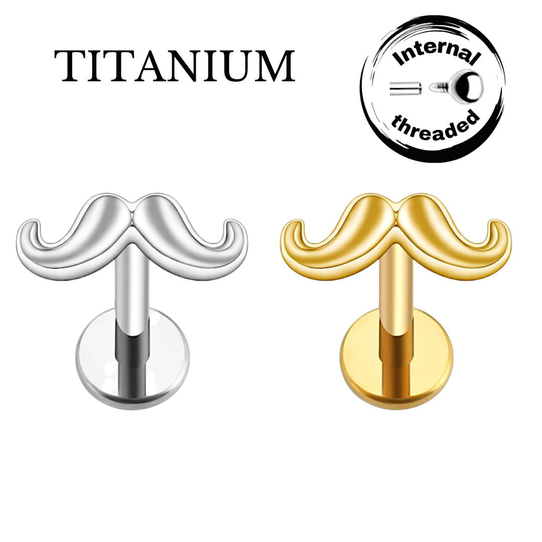 Implant Grade ASTM F136 Titanium Moustache Internaly Threaded Labret