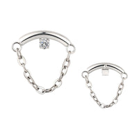 Implant Grade ASTM F136 Titanium Chain Hangs With CZ Curved Bar Internaly Threaded Labret