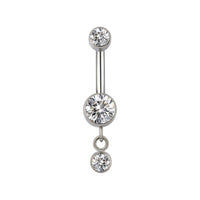 Implant Grade ASTM F136 Titanium Double Stone Pendant Belly Button Internaly Treaded