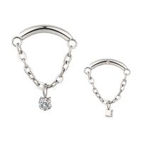 Implant Grade ASTM F136 Titanium Chain CZ Center Hangs With Curved Bar Internaly Threaded Labret