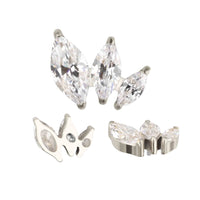 Implant Grade ASTM F136 Titanium 3 Prong Set Marquise CZ 3 Size CZ Internaly Threaded Labret
