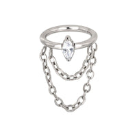 Implant Grade ASTM F136 Titanium Marquise CZ With Chain Dangle Segment Clicker