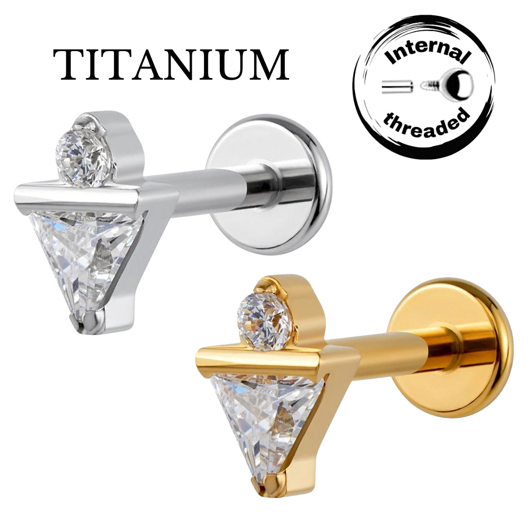 Implant Grade ASTM F136 Titanium Stone Rectangle Top Internaly Threaded Labret