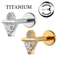 Implant Grade ASTM F136 Titanium Stone Rectangle Top Internaly Threaded Labret