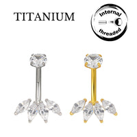 Implant Grade ASTM F136 Titanium 4 Marquise Belly Button Internaly Treaded