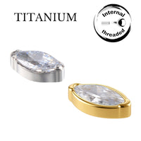 Implant Grade ASTM F136 Titanium Stone Oval Labret Top Internaly Treaded
