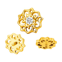 Implant Grade ASTM F136 Titanium Small Hollow Swirl Flower CZ Center Internaly Threaded Labret