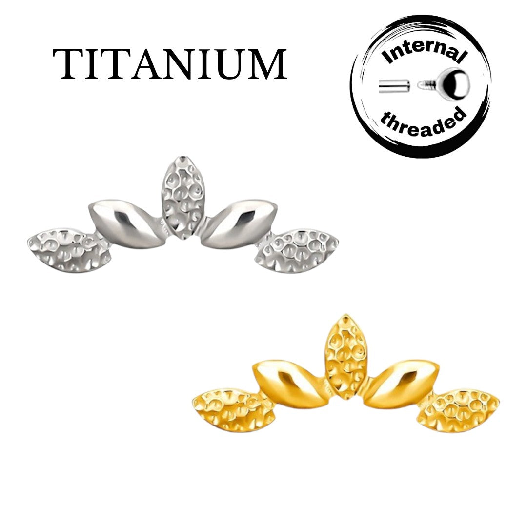 Implant Grade ASTM F136 Titanium 5 Leaves Gap Bumped Cut Internaly Threaded Labret