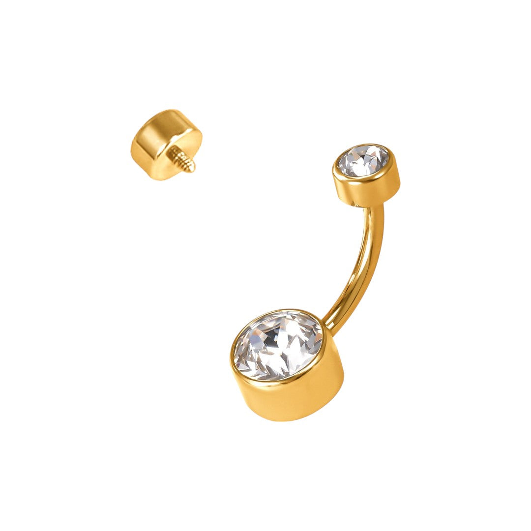Implant Grade ASTM F136 Titanium Swarovski Stone Belly Button Internaly Treaded