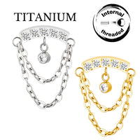 Implant Grade ASTM F136 Titanium Double Chain curved paved bar Internaly Threaded Labret