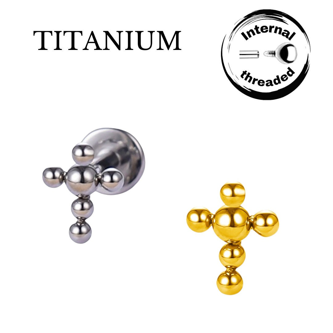 Implant Grade ASTM F136 Titanium Cross Balls Internaly Threaded Labret