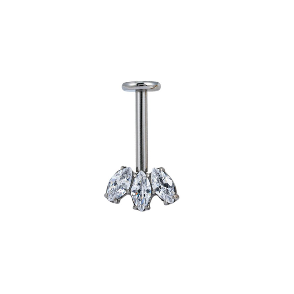 Implant Grade ASTM F136 Titanium Hidden Helix Oval Three Internaly Threaded Labret