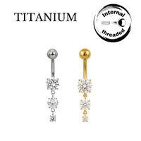 Implant Grade ASTM F136 Titanium Pendant Stones Belly Button Internaly Treaded
